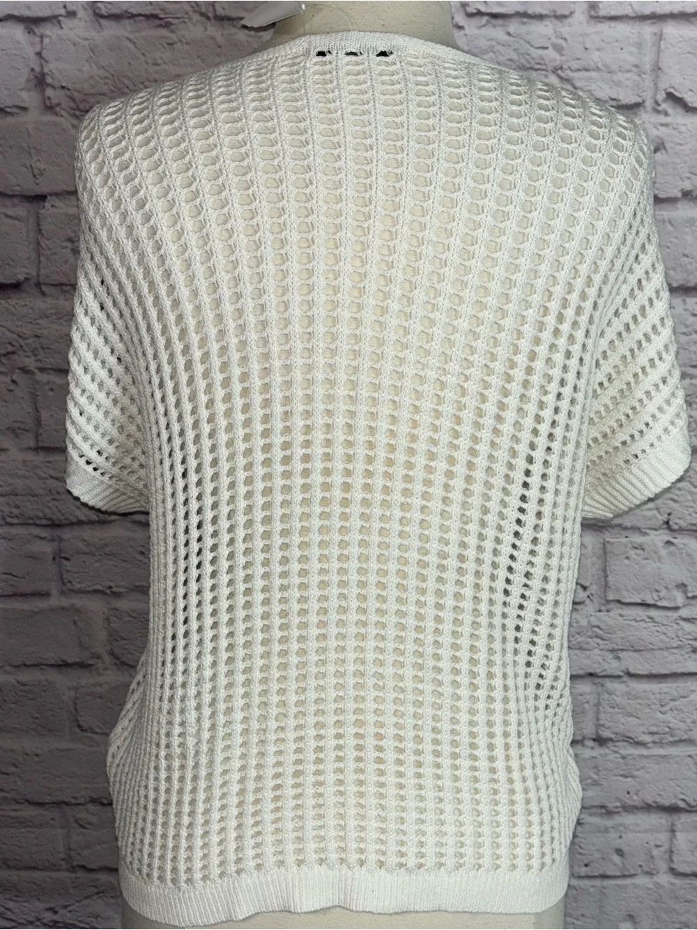 Zenana Boutique American Flag Open Weave Crochet Cap Sleeve Sweater Size M - Picture 6 of 10